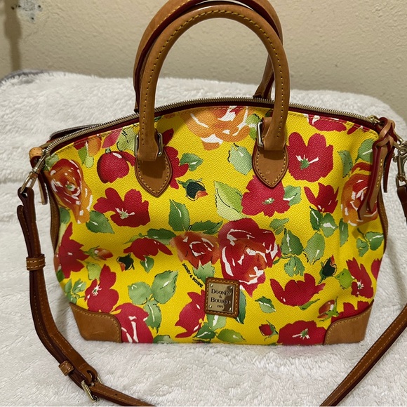 Dooney & Bourke Red and Yellow Floral Satchel - Picture 1 of 8